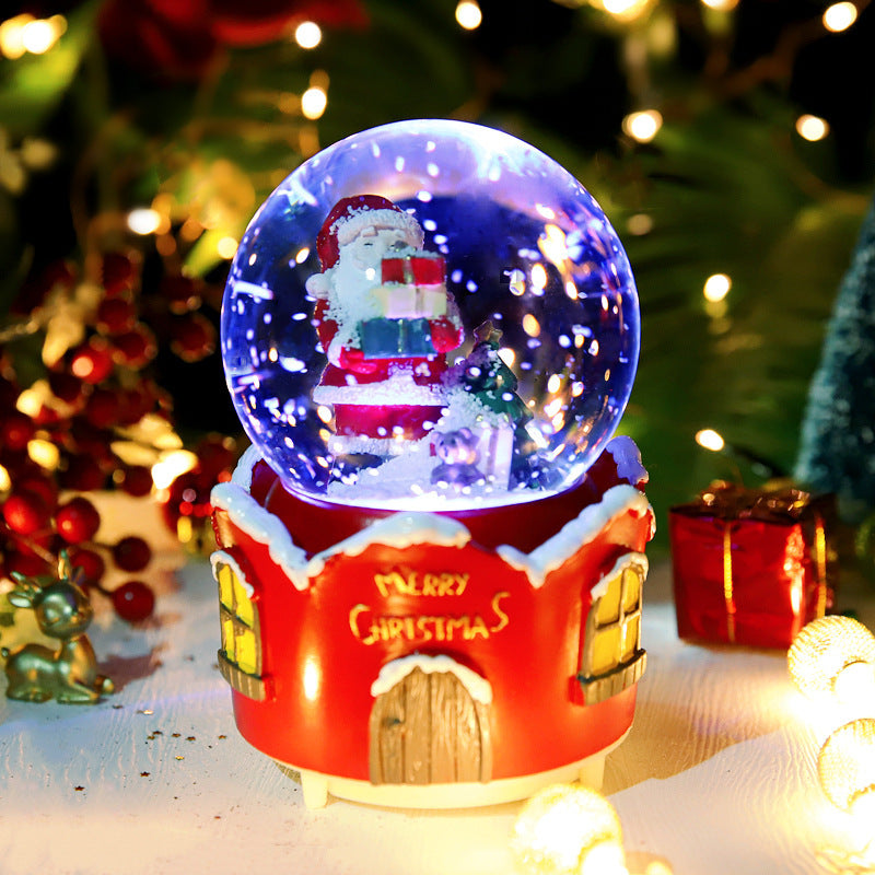 Santa scene on red house-shaped base