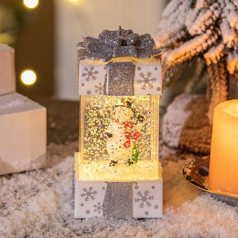 Short white snowman gift box globe