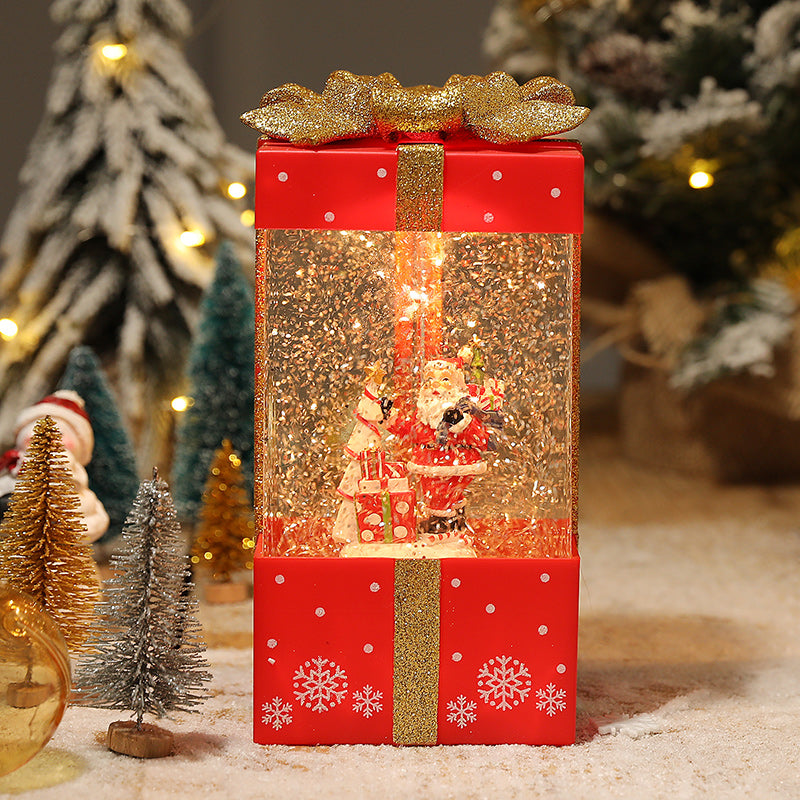 Red gift box decoration with Santa scene