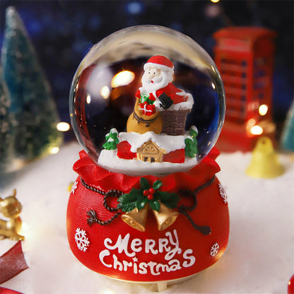 Santa scene on a red wreath-detail globe base