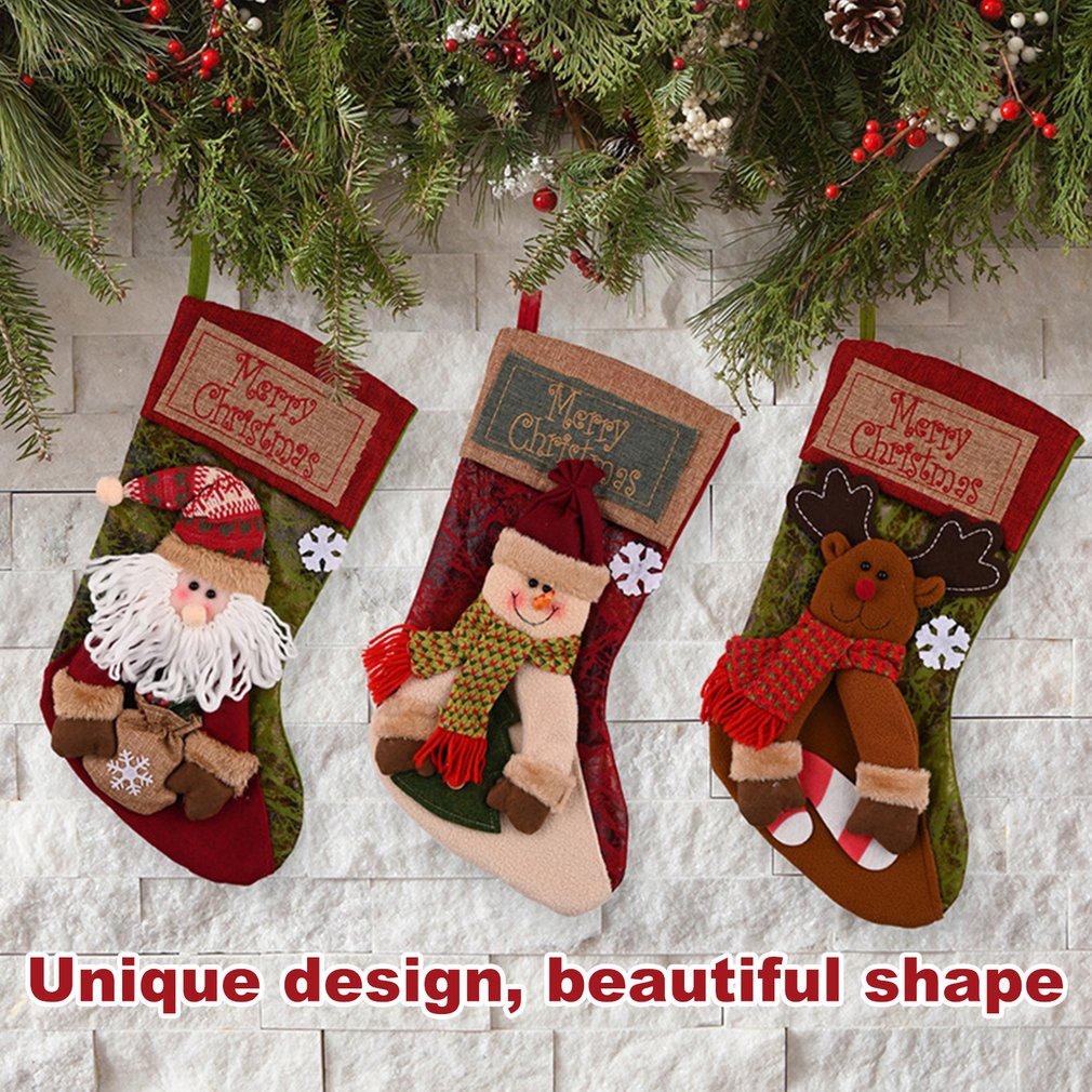 Character stockings beneath a garland