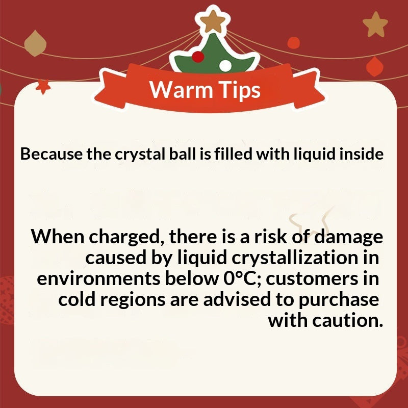Supplier care notice for liquid-filled Christmas snow globes