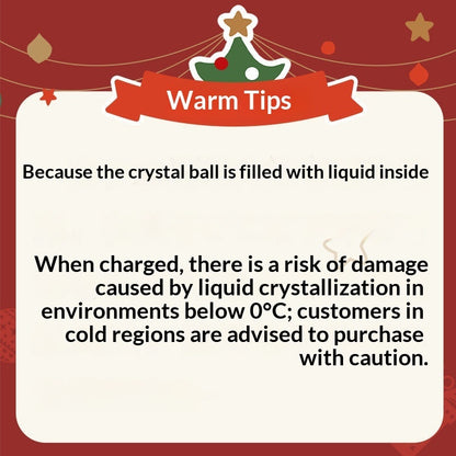 Supplier care notice for liquid-filled Christmas snow globes