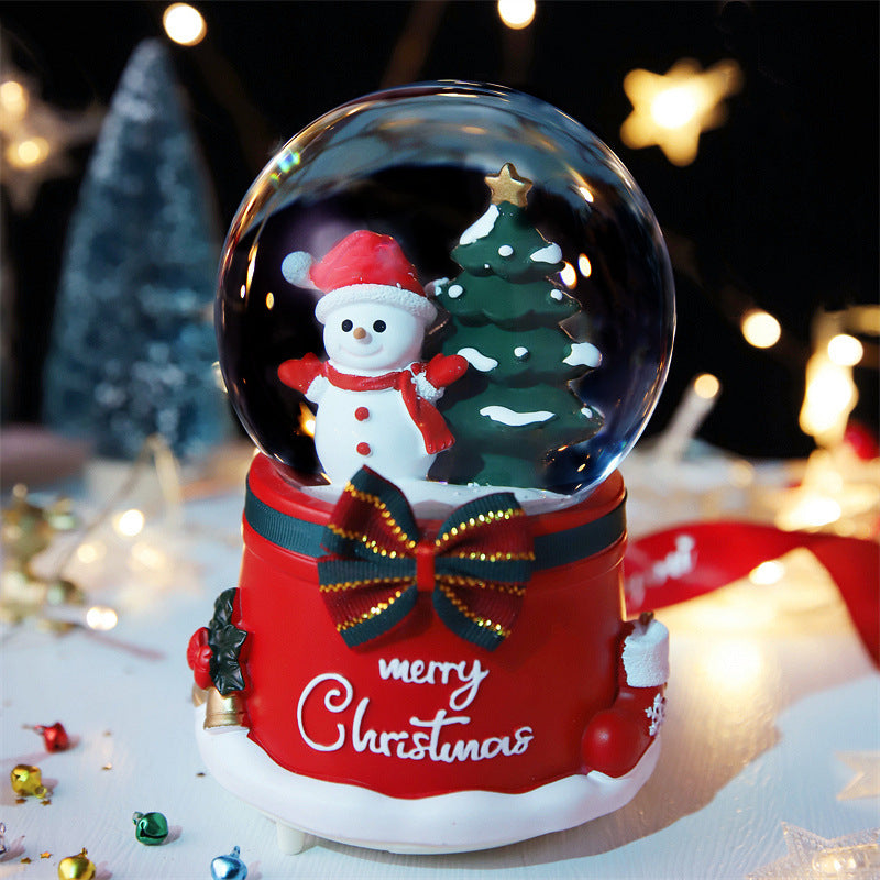 Close view of Santa globe on red message base