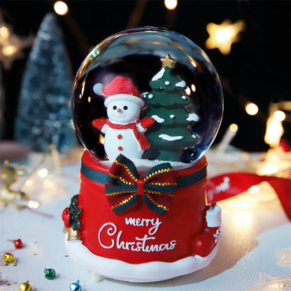 Close view of Santa globe on red message base
