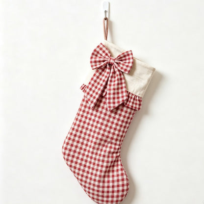 Pink checkered Christmas stocking