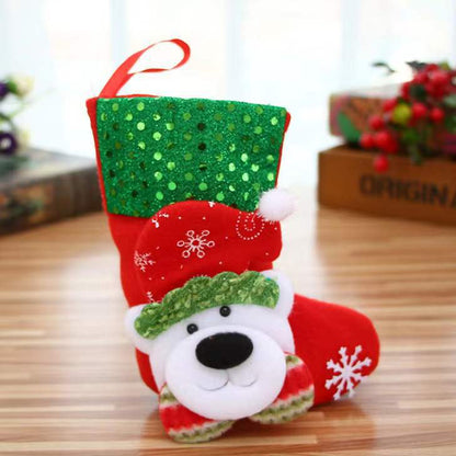 Bear stocking with green cuff