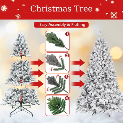 Assembly and branch shaping guide for a snow-flocked tree