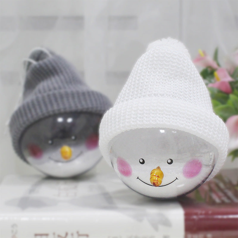 Gray and white knit-hat snowman ornaments