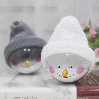Gray and white knit-hat snowman ornaments