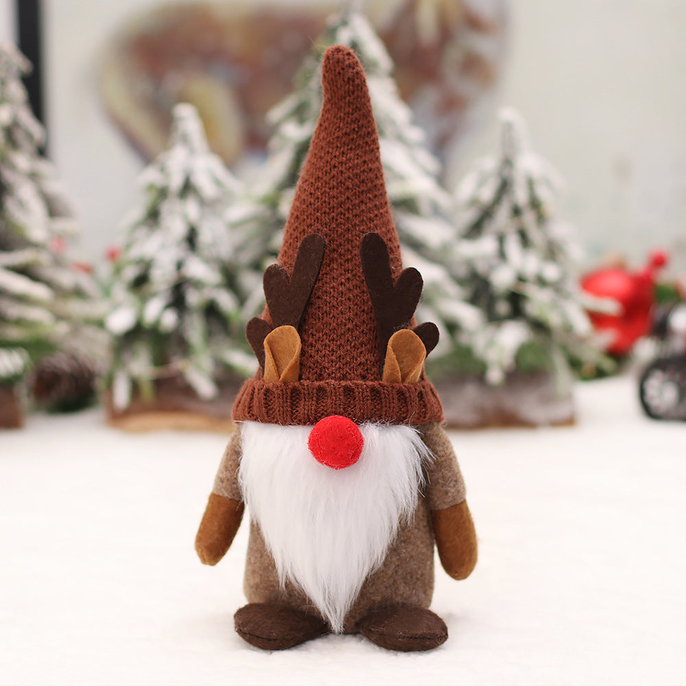 Brown reindeer-style gnome ornament
