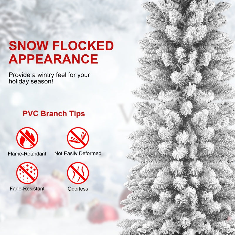 Close-up of snow-flocked pencil tree branches