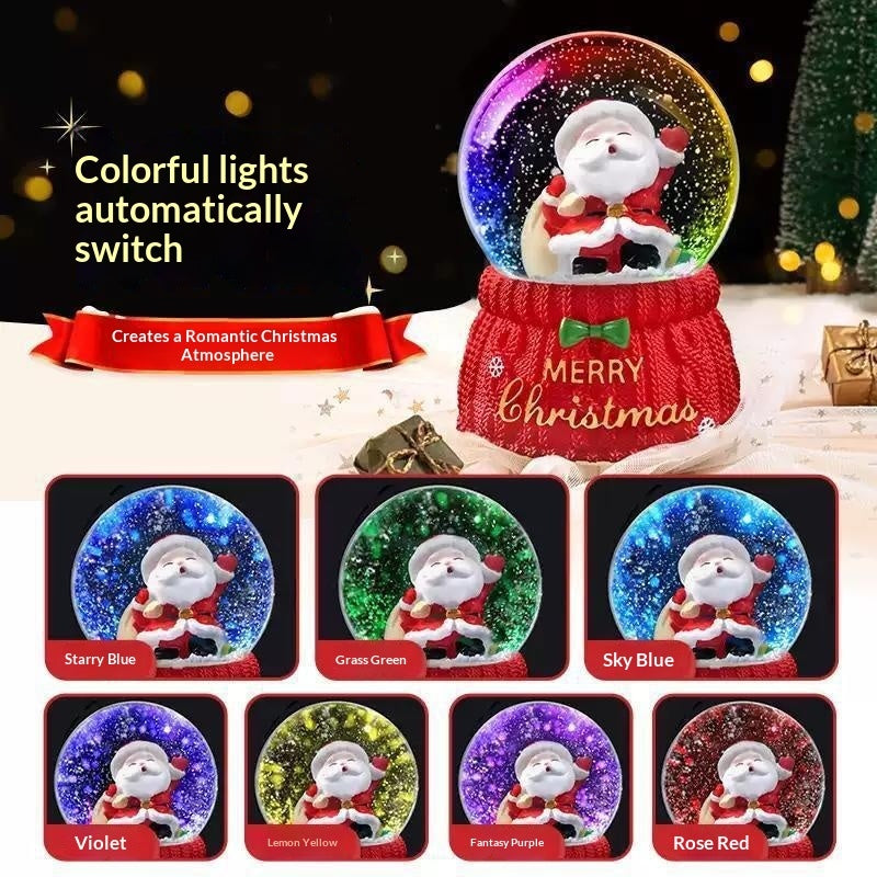Small Santa snow globe with colored lighting illustration