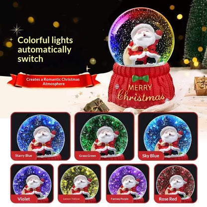 Small Santa snow globe with colored lighting illustration