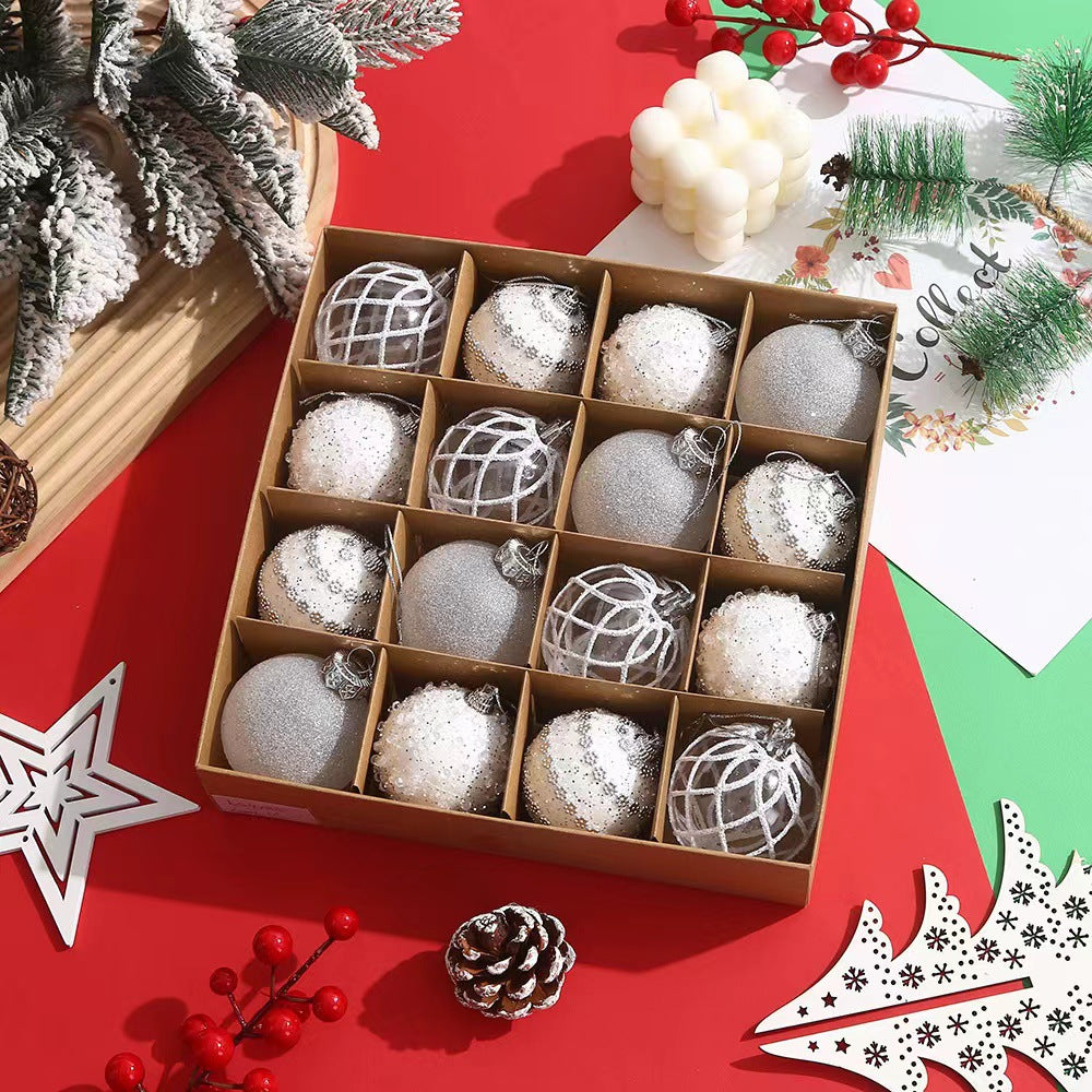 White and champagne-tone Christmas baubles