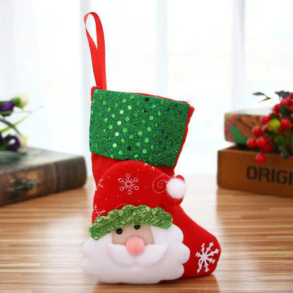 Red Santa stocking with green cuff