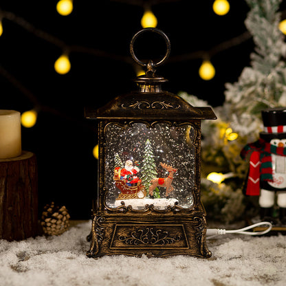 Bronze lantern with Santa scene