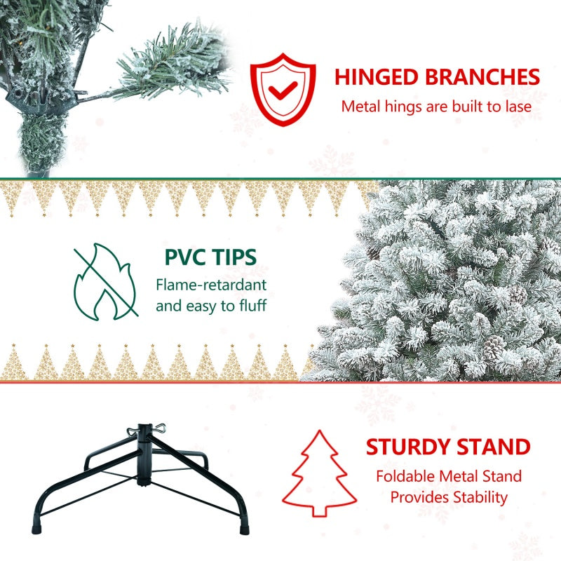 Hinged branches, flocked tips and tree stand details