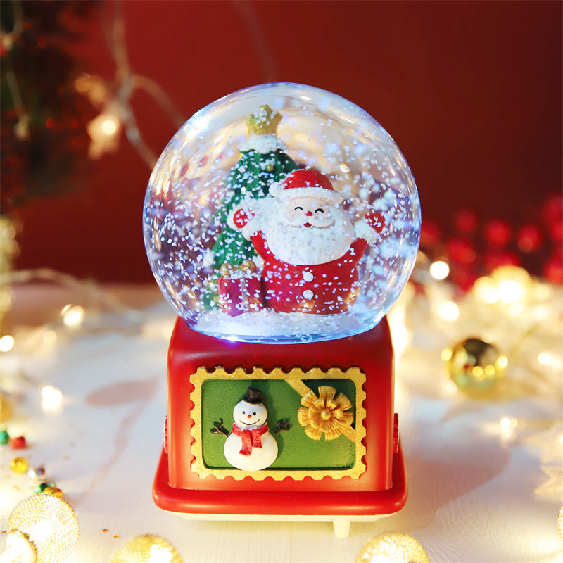 Santa globe with framed message on red base