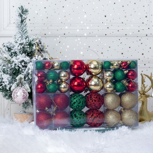 Boxed mixed-color Christmas ornament assortment