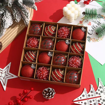 Red patterned Christmas bauble set