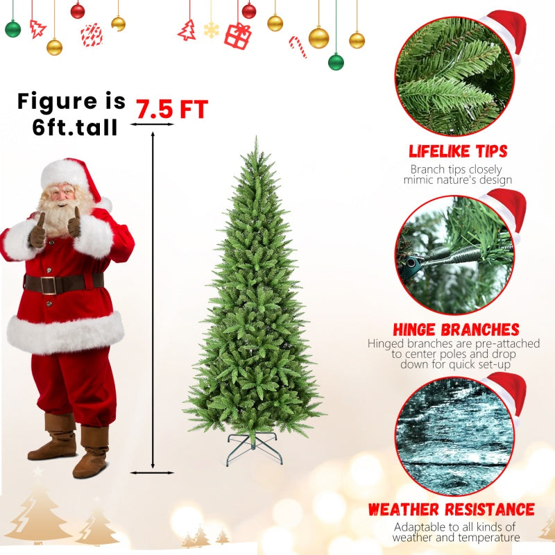 7.5 ft green Christmas tree size illustration