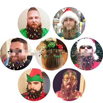 Examples of Christmas ornament clips worn in beards