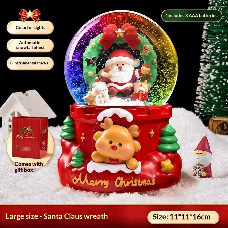 Large Santa wreath snow globe