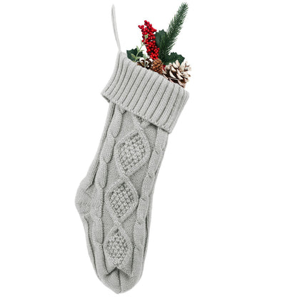 Gray cable-knit Christmas stocking