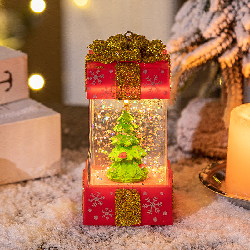 Red tree scene gift box globe
