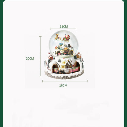 Christmas train snow globe dimensions illustration