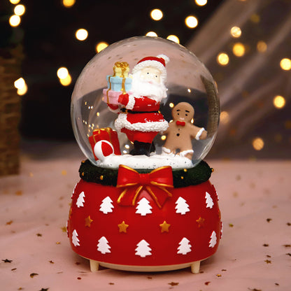 Santa globe on a red patterned bag base