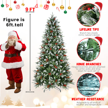 9 ft pine cone and berry Christmas tree size illustration