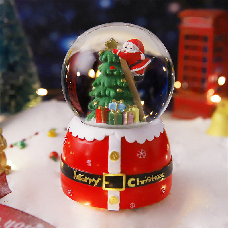 Santa and tree snow globe with belt detail