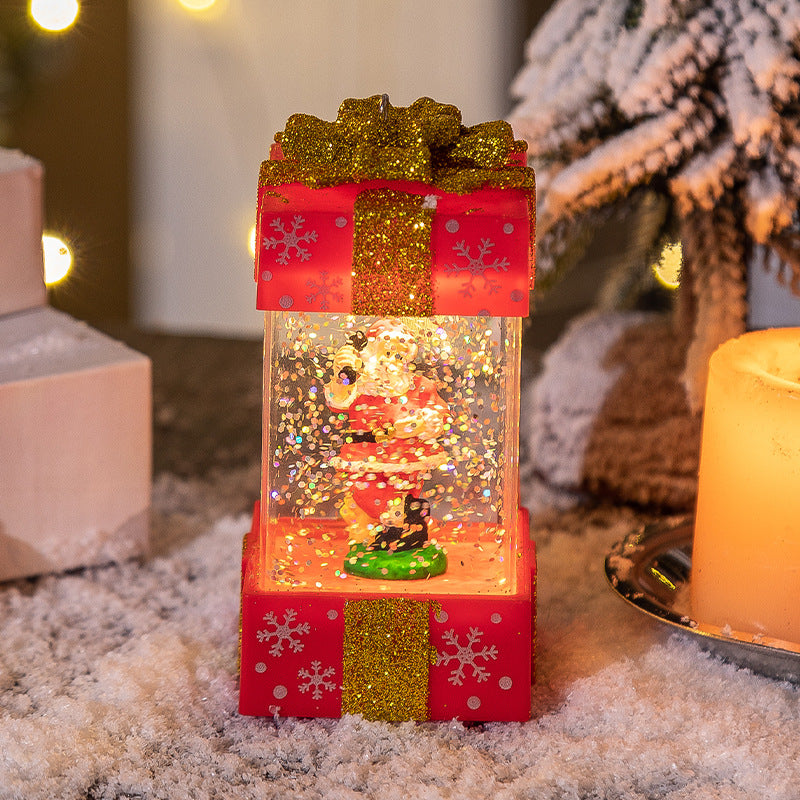 Red Santa scene gift box globe