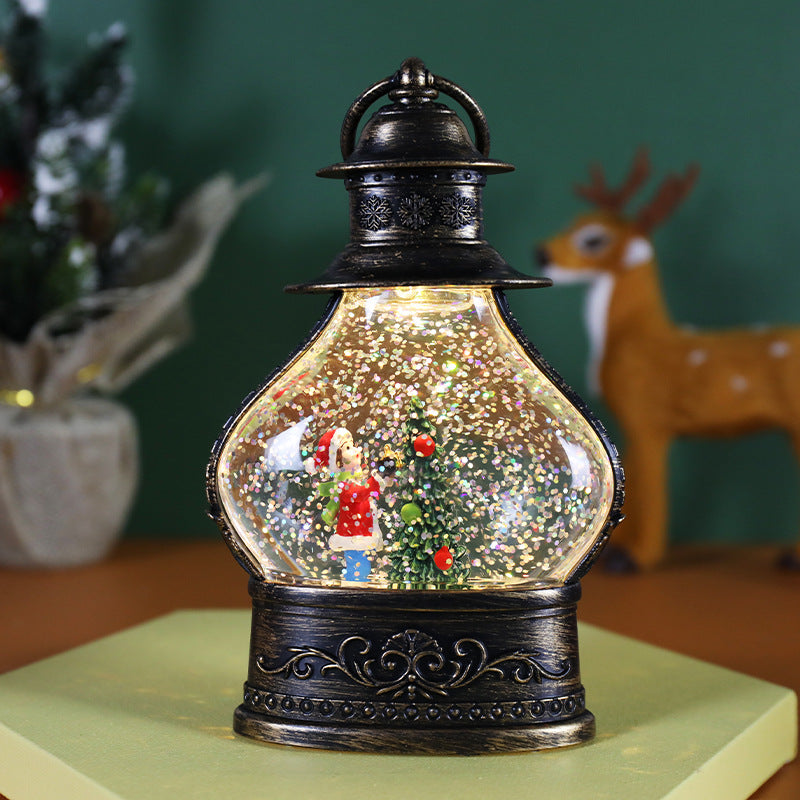 Close view of Santa scene lantern