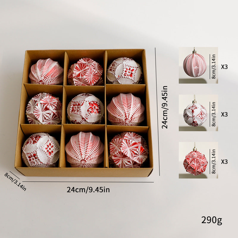 Red 9-piece Christmas bauble set