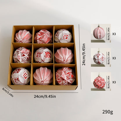 Red 9-piece Christmas bauble set