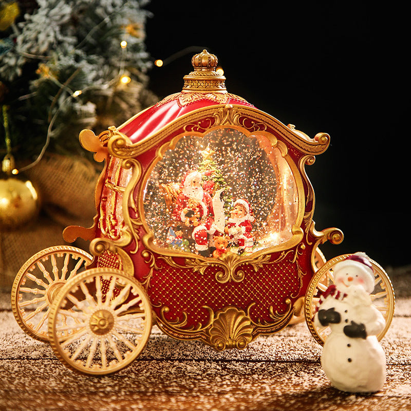 Carriage globe beside snowman display props