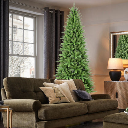 Green Christmas tree in a living room