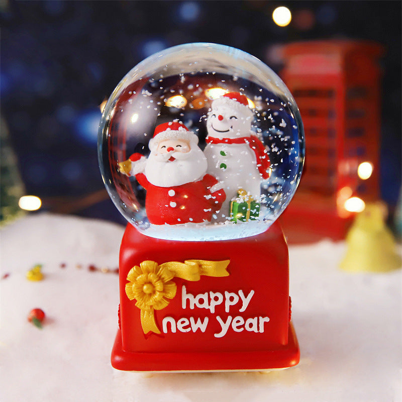 Santa globe with New Year greeting on base