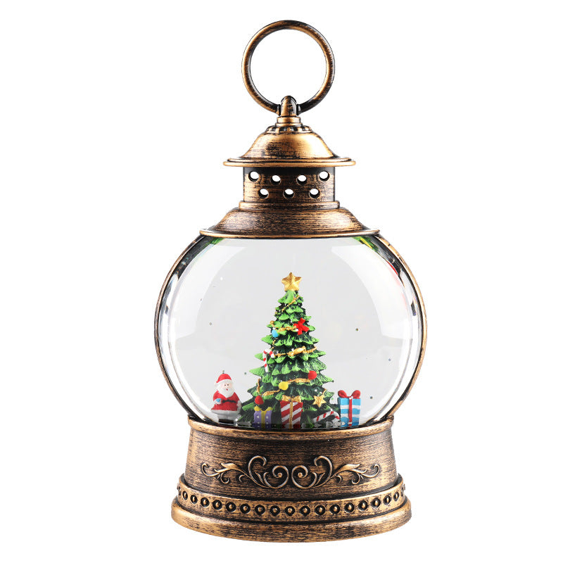 Round Christmas tree lantern on white background