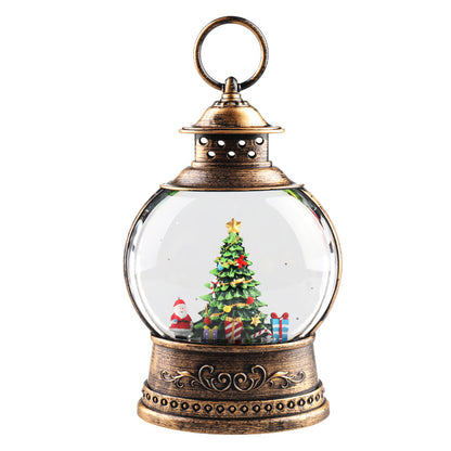 Round Christmas tree lantern on white background
