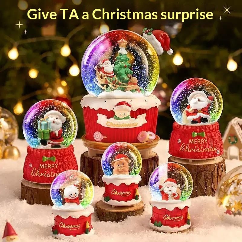 Santa snow globes in several sizes and designs