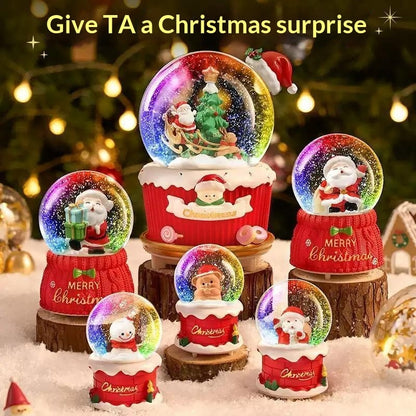 Santa snow globes in several sizes and designs