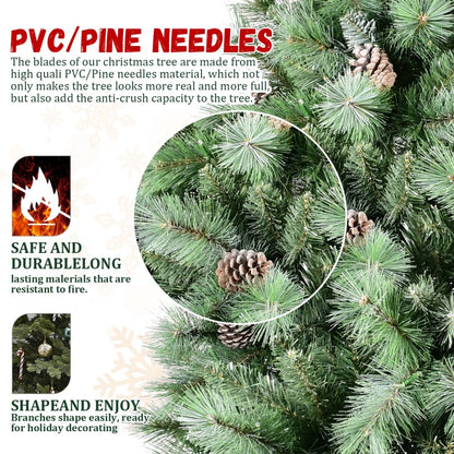 Close-up of mixed Christmas tree branch textures