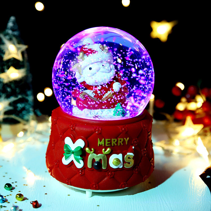 Santa snow globe with colored lighting
