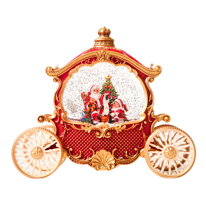 Red and gold-tone carriage globe on white background