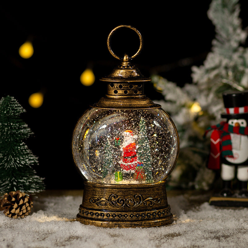 Round lantern with Santa scene
