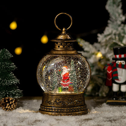 Round lantern with Santa scene